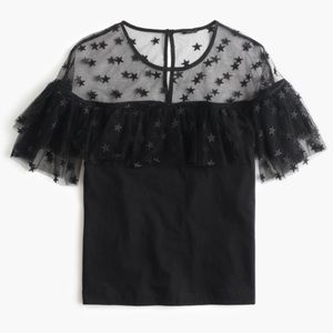 J. Crew Star Mesh T-Shirt Party Blouse Size XL